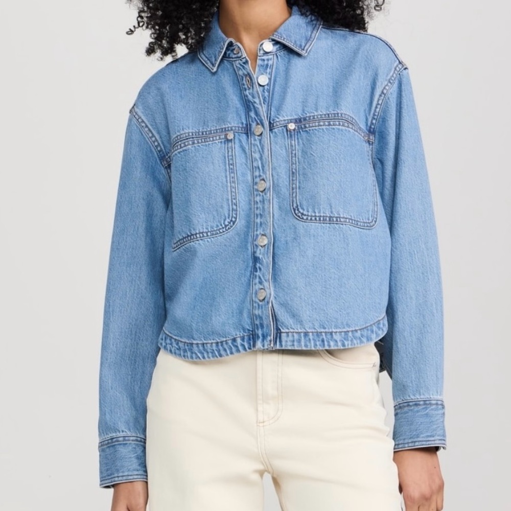 NWOT Madewell Denim Long Sleeve Crop Button Down Shirt